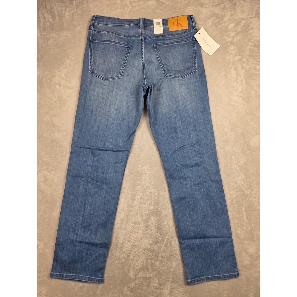 Calvin Klein Jeans Straight Leg Mens 34x32 Blue Denim Stretch Casual
